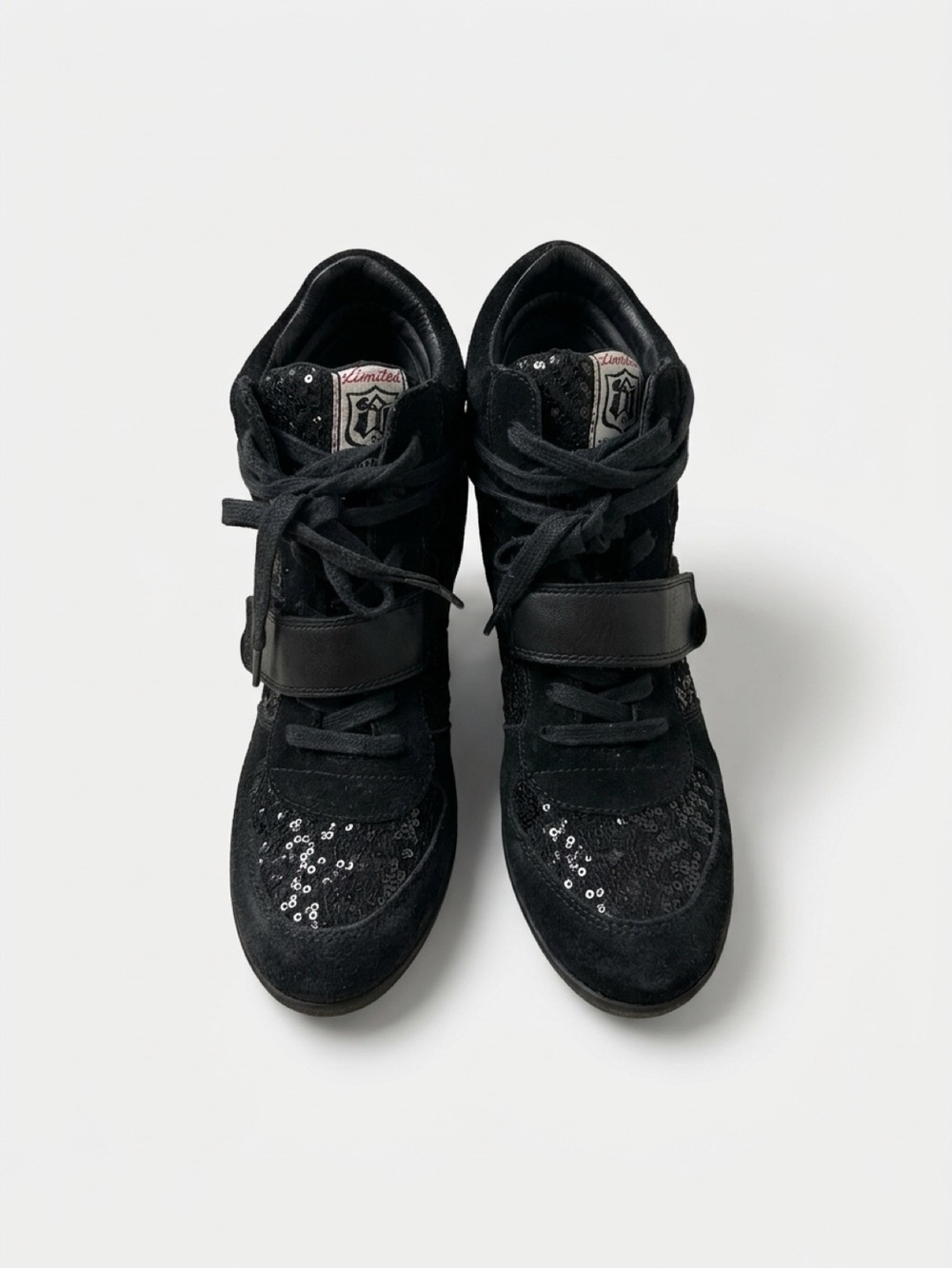 Ash Black Sequin Strap High-Top Sneakers